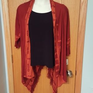 Red/orange geometric cardigan